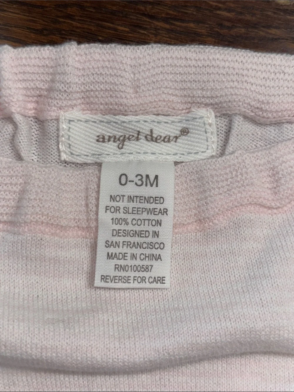 Angel Dear Pale Pink Striped Knit Diaper Cover Bloomers Scalloped Trim 0-3mo